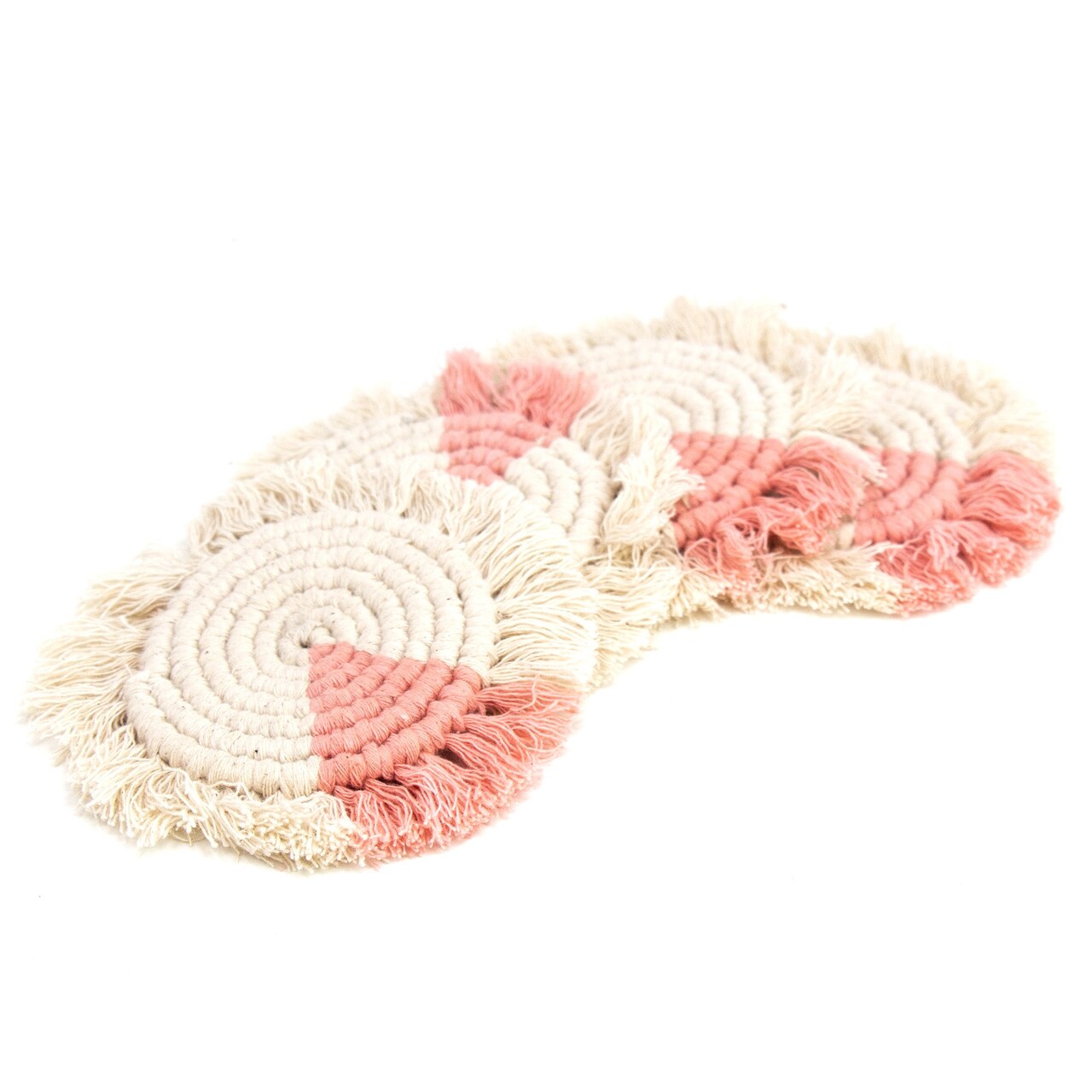 Boho Macrame Coasters Set of 4 Woven Cotton Drink Mats for Home Decor